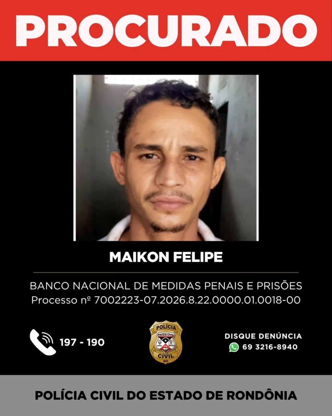 Maikon Felipe — Foto: Reprodução/ Polícia Civil de Rondônia