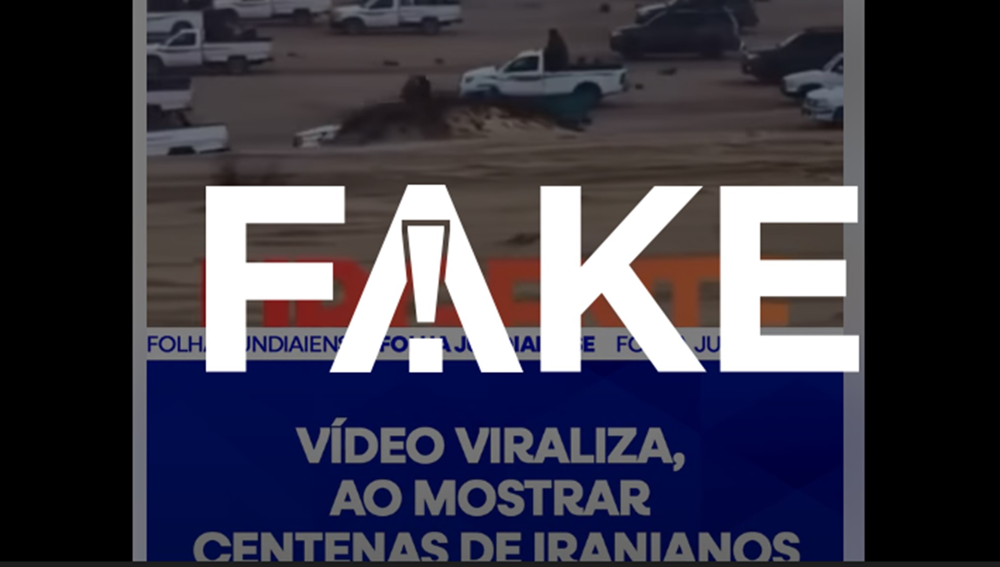 É #FAKE que vídeo mostre invasão de Israel por milhares de iranianos; gravação exibe corrida de camelos no Egito em 2025