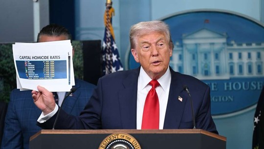 Trump cita Brasília entre capitais violentas ao anunciar que vai federalizar polícia em Washington