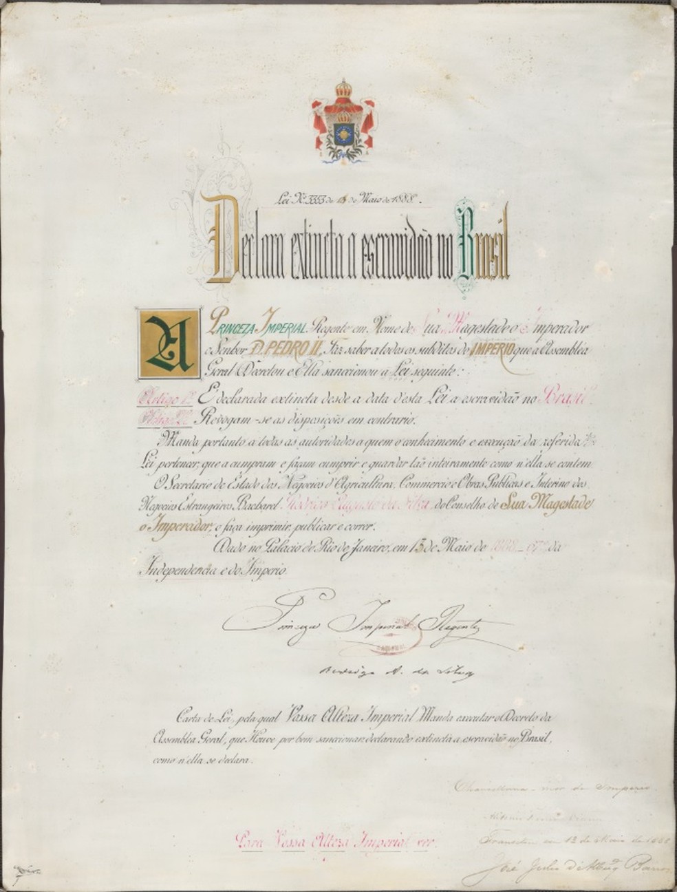 Lei Áurea — Foto: Foto: Arquivo Nacional