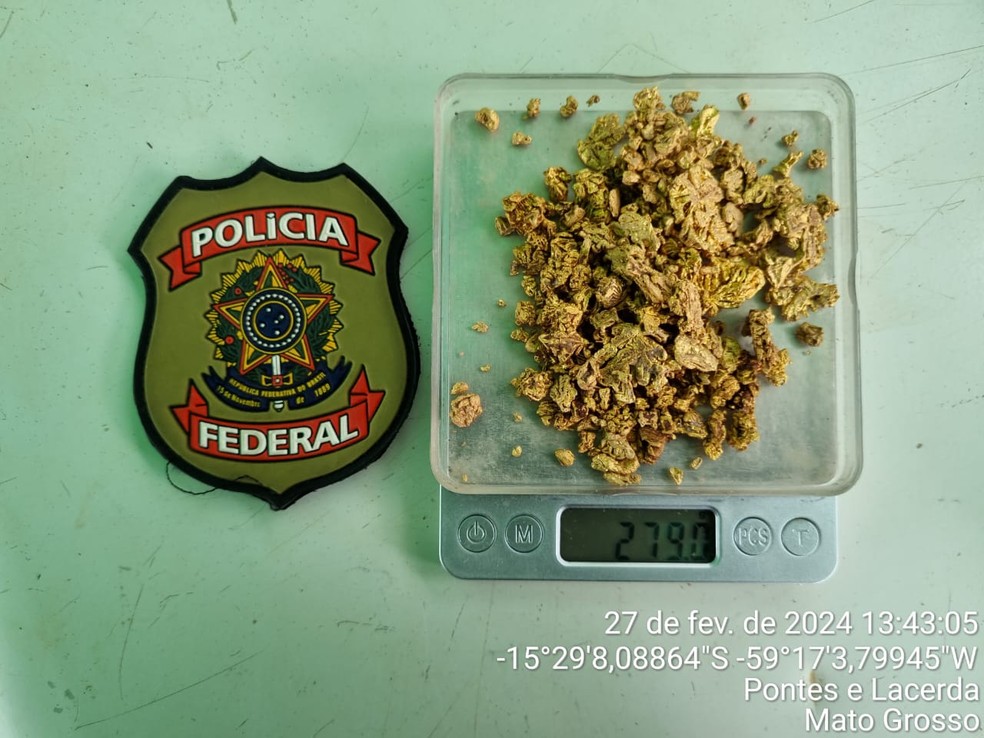 As equipes também apreenderam três motocicletas, uma antena starlink, além do ouro encontrado no local — Foto: Polícia Federal
