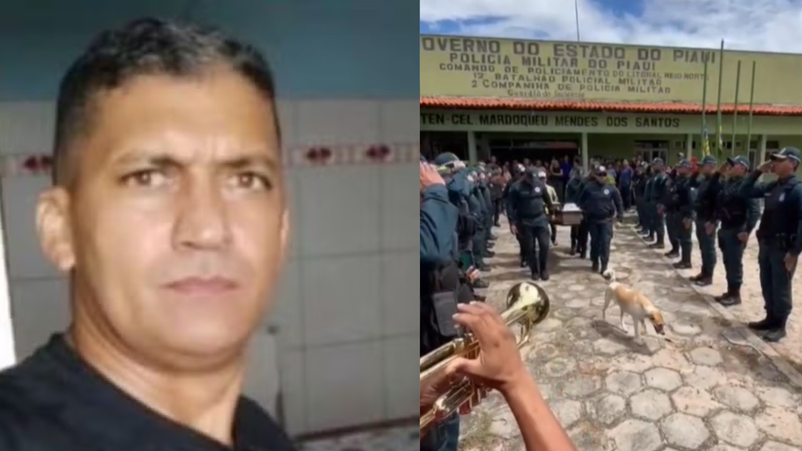 Cachorro comunitário cuidado por tenente da PM morto em acidente segue caixão em homenagens no PI
