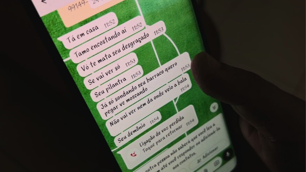 Mensagens enviadas por agiotas contra vítima em Rio Preto (SP) — Foto: Reprodução/TV TEM