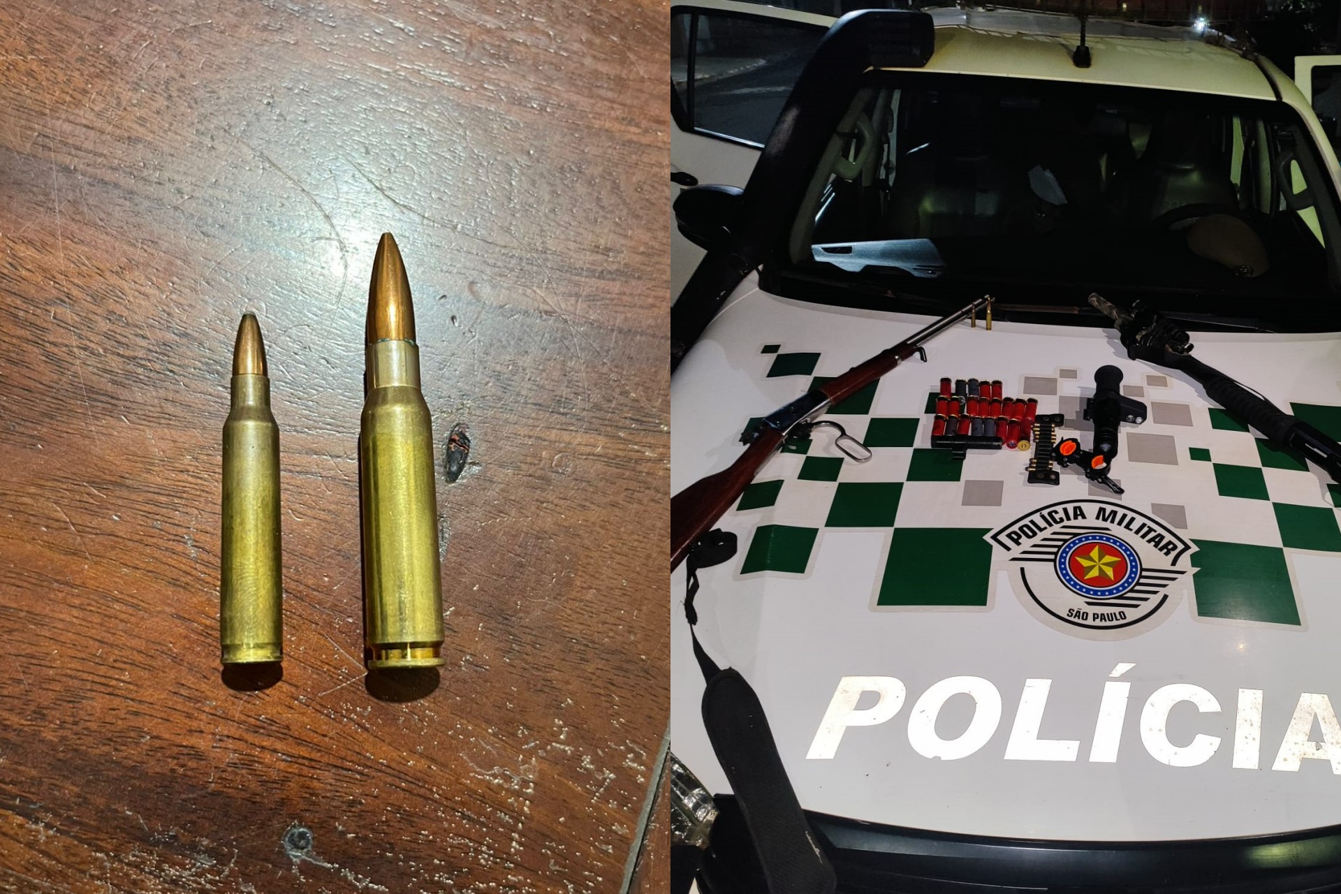 Polícia Ambiental apreende arma com mira a laser e multa suspeitos de caça ilegal em Guapiaçu 