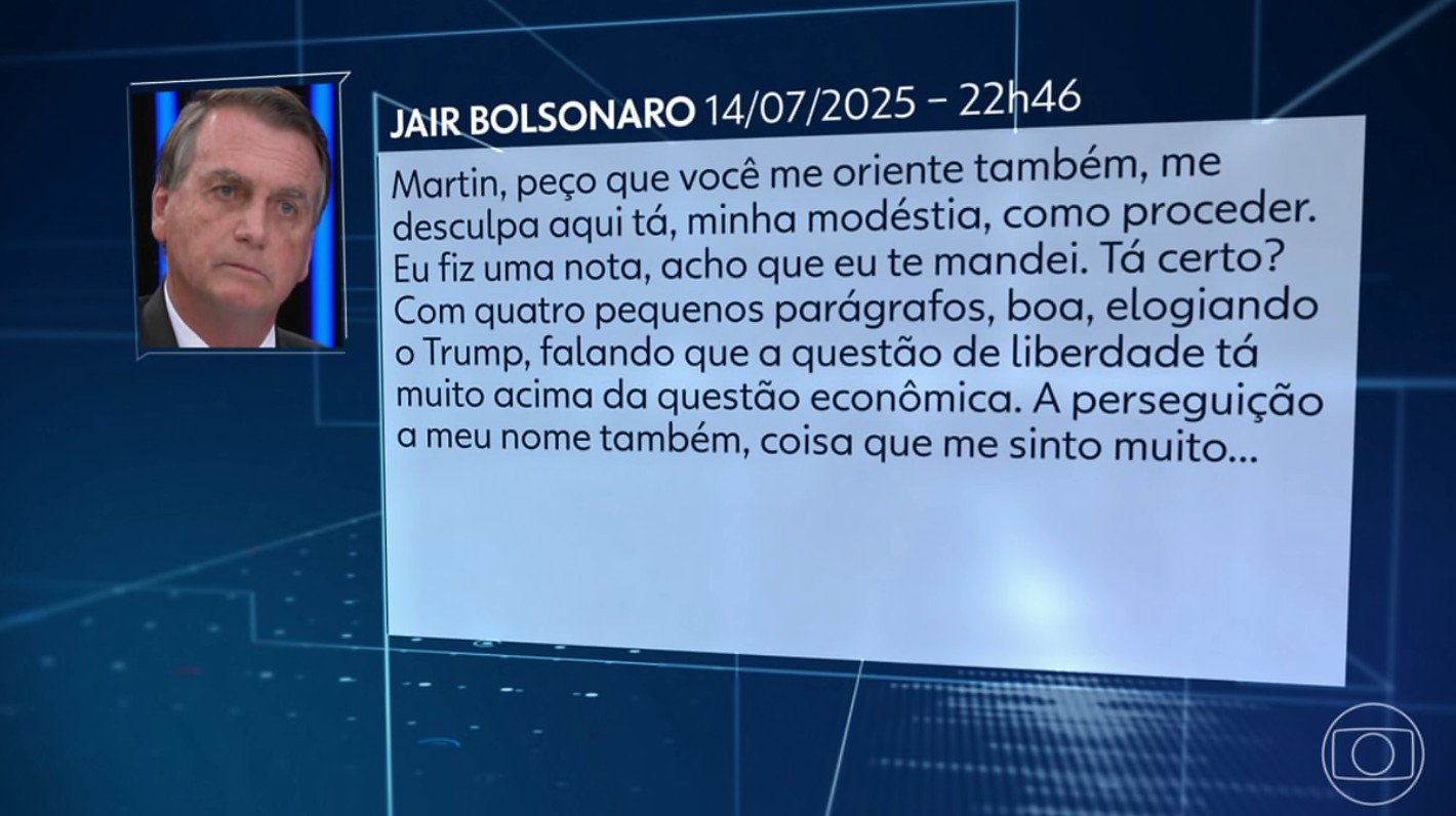 Bolsonaro pediu ajuda a advogado que representa empresa de Trump para escrever nota sobre tarifaço; ouça áudio localizado pela PF
