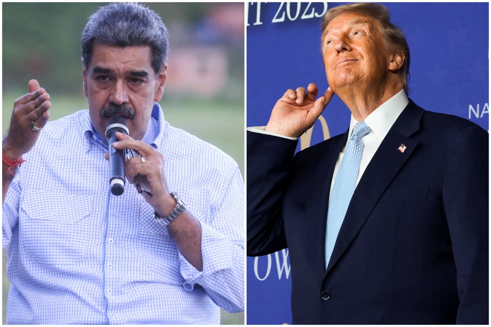 Maduro e Trump em fotos de arquivo — Foto: Reuters