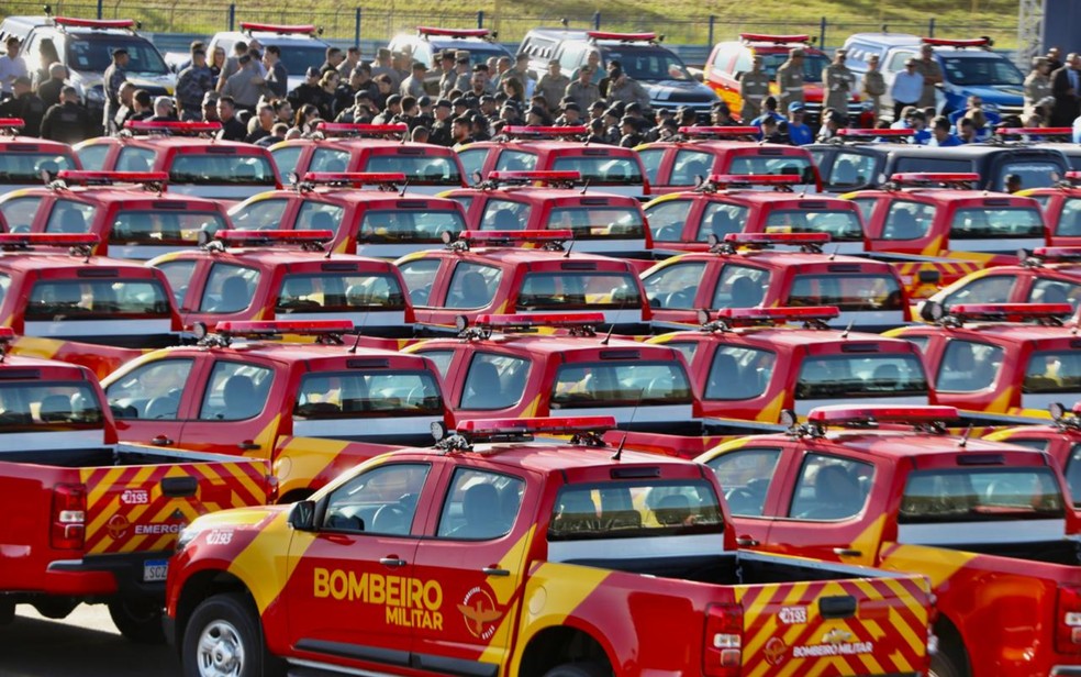 Mais de 3 mil novos veículos foram entregues para as forças de Segurança Pública — Foto: Diomício Gomes/O Popular