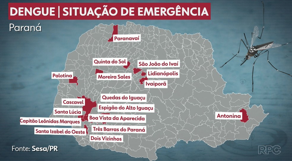 Cidades decretam situação de emergência para aumentar capacidade de combate — Foto: Reprodução/RPC