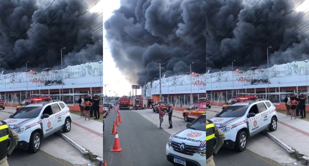 Incêndio foi registrado em uma loja na Avenida Guajajaras em São Luís (MA) — Foto: Divulgação/Redes Sociais