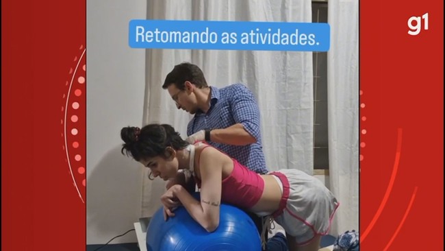 Jovem que teve grave reao alrgica aps cheirar passa por sesso de fisioterapia