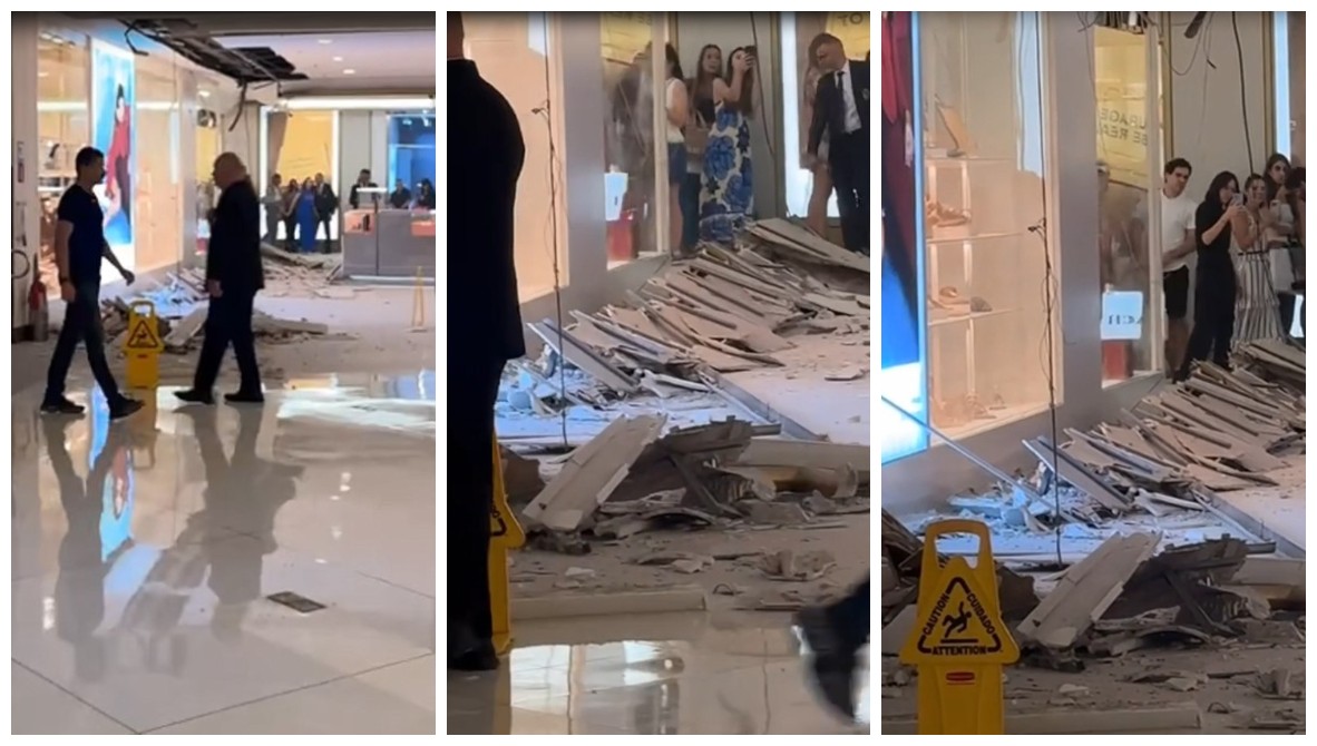 Parte do teto do Shopping Iguatemi desaba em São Paulo