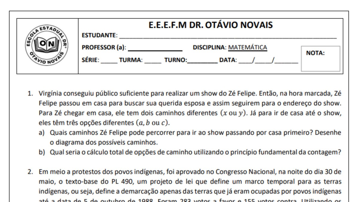 Virginia e Zé Felipe são citados em prova de matemática em escola na Paraíba: 'descontrair e incentivar'