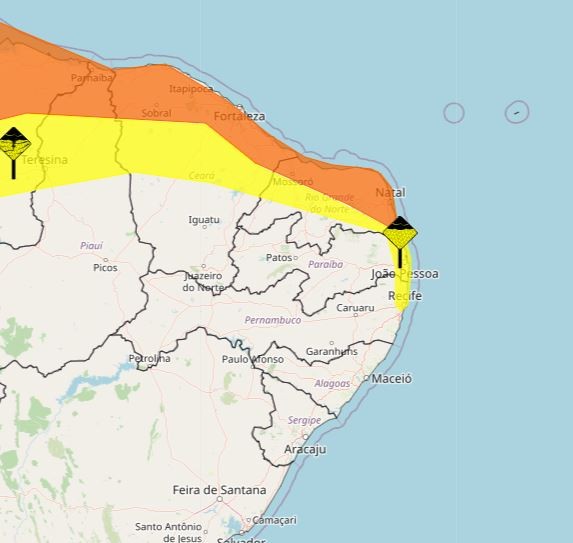 Inmet emite alertas de chuvas intensas para o Rio Grande do Norte; veja cidades