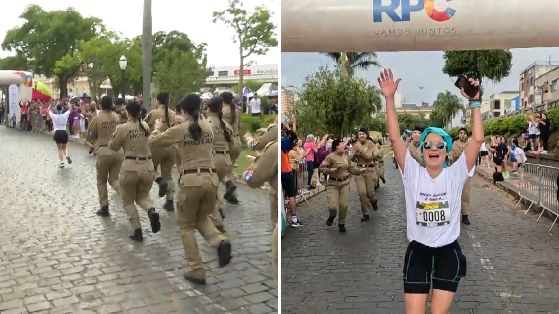 'Irmãs de farda': PMs acompanham colega que venceu o câncer em corrida de conscientização, no Paraná