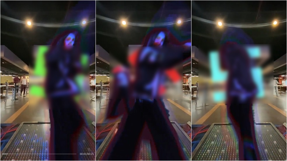 Vídeo postado no TikTok mostra homem dançando com suástica girando ao fundo — Foto: Reprodução/TikTok