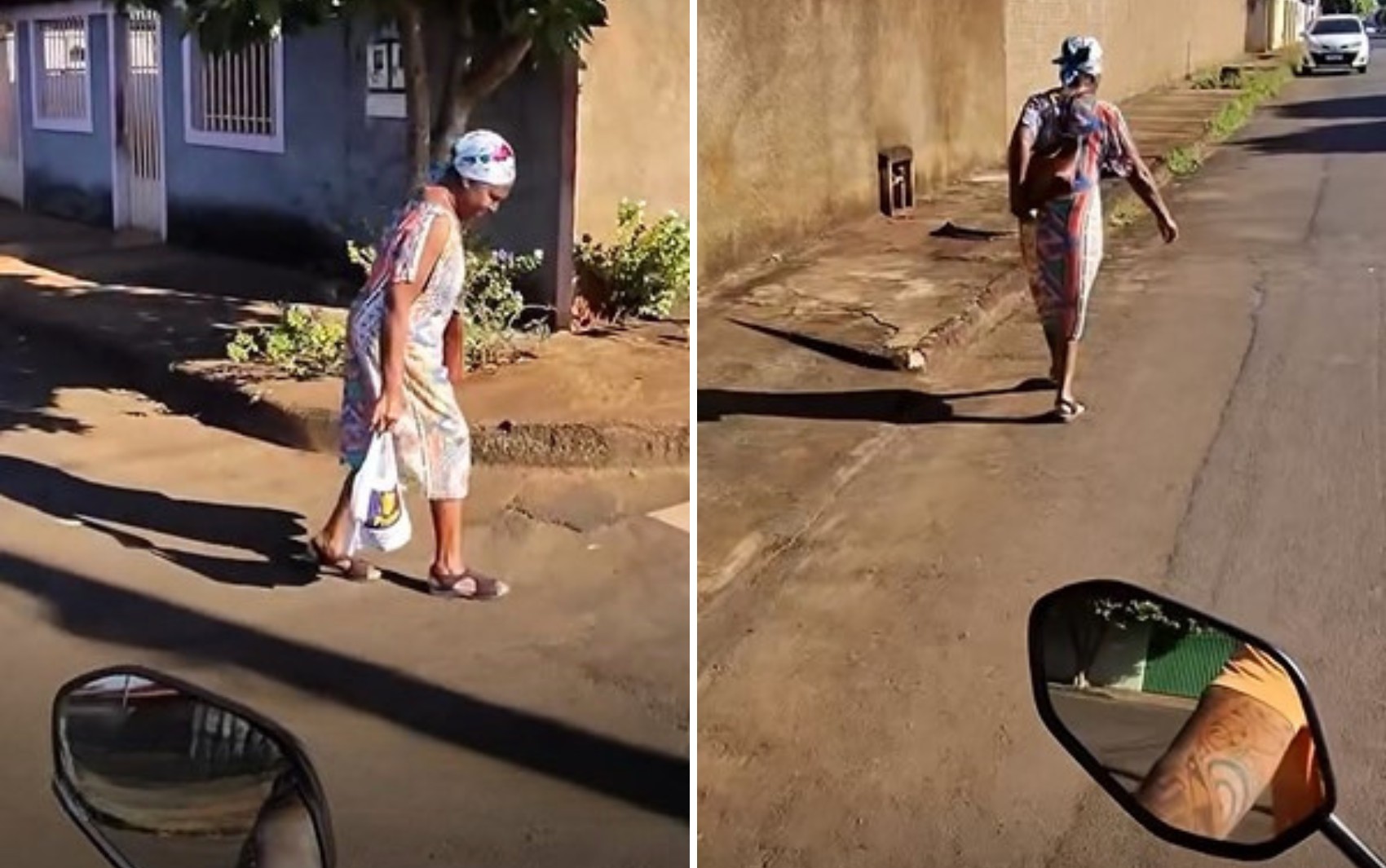 Motociclista ajuda idosa a carregar sacolas de mercado até em casa, e gesto emociona: ‘Princesinha’ 