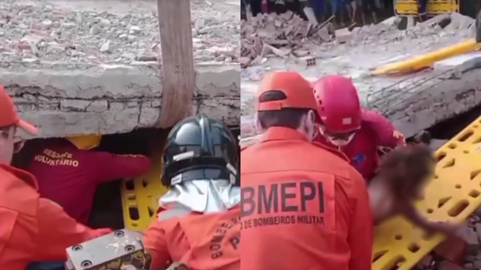 Vídeo mostra criança de 3 anos sendo resgatada após casa desabar no PI; mãe e dois irmãos morreram