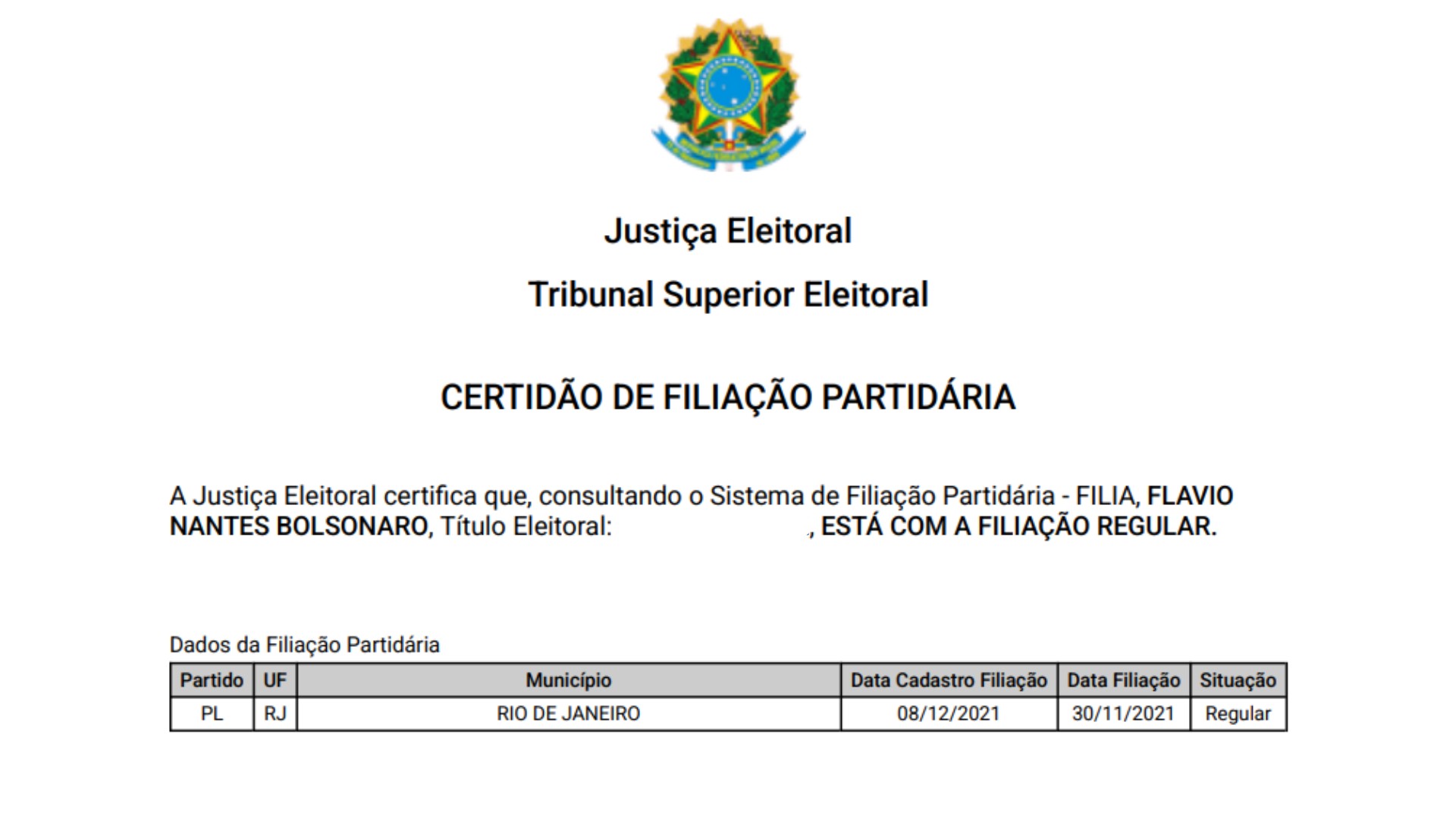 Flávio Bolsonaro volta a ser filiado ao PL; TSE cancelou vínculo com o Missão