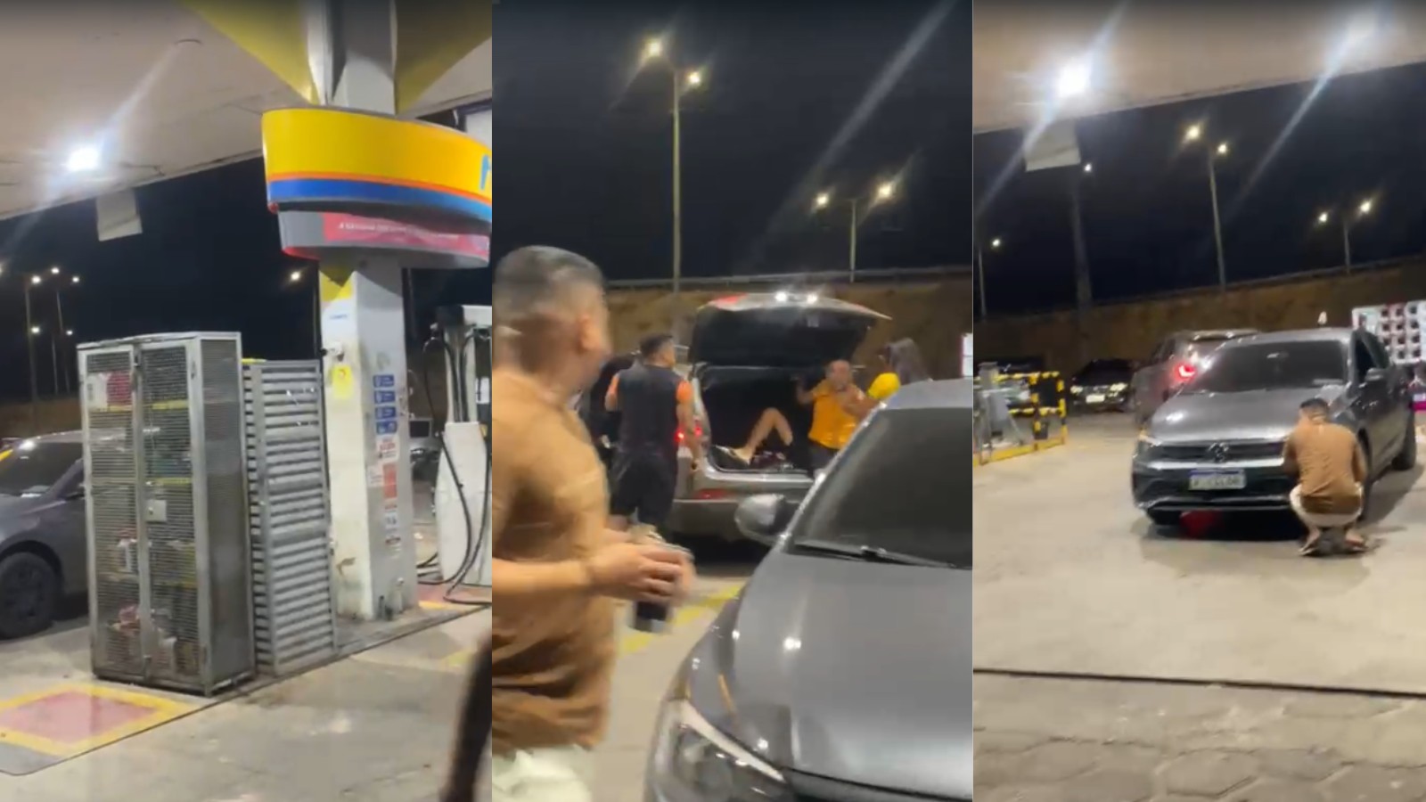 Vídeo mostra tiros em posto de combustível e suposto blogueiro sendo levado em Teresina