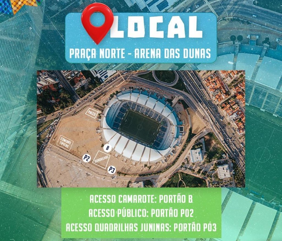 Locais de acesso para o São João — Foto: Divulgação/Arena das Dunas