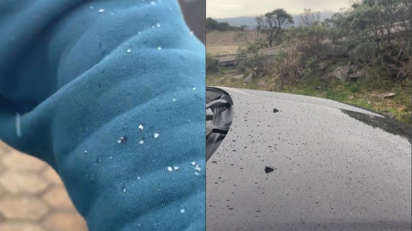 VÍDEO: Chuva congelada surpreende turistas na cidade mais fria de SC