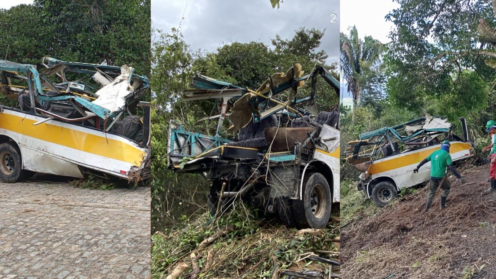 Parte de ônibus que caiu e matou 20 pessoas é retirado de ribanceira na Serra da Barriga, AL