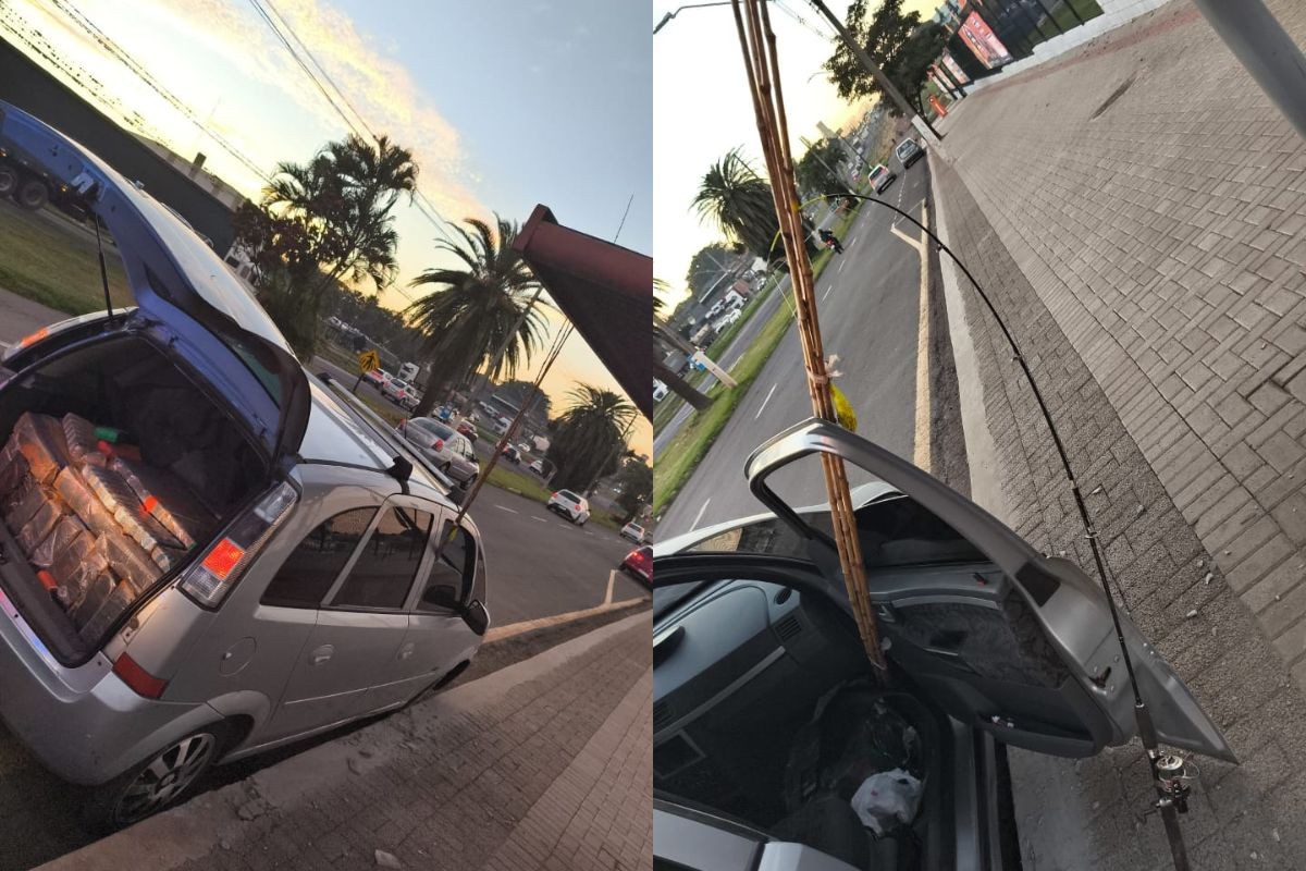 Traficante se disfarça de pescador, colocando varas em carro, mas acaba preso após polícia encontrar 270 kg de maconha no porta-malas, no PR