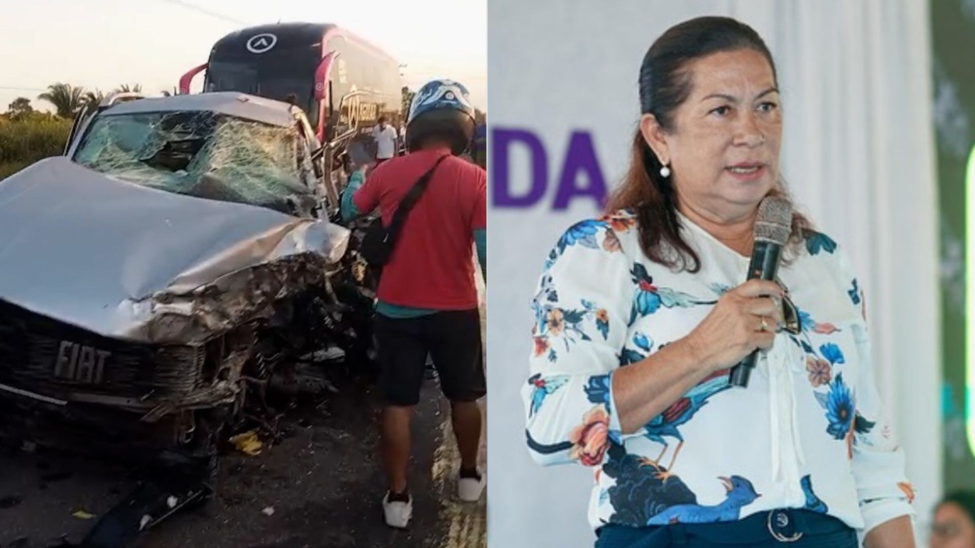 Primeira-dama de Carutapera (MA) morre em acidente entre carro e ônibus