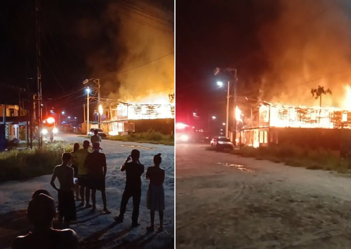 Incêndio destrói três casas e deixa uma pessoa com queimaduras em Breves