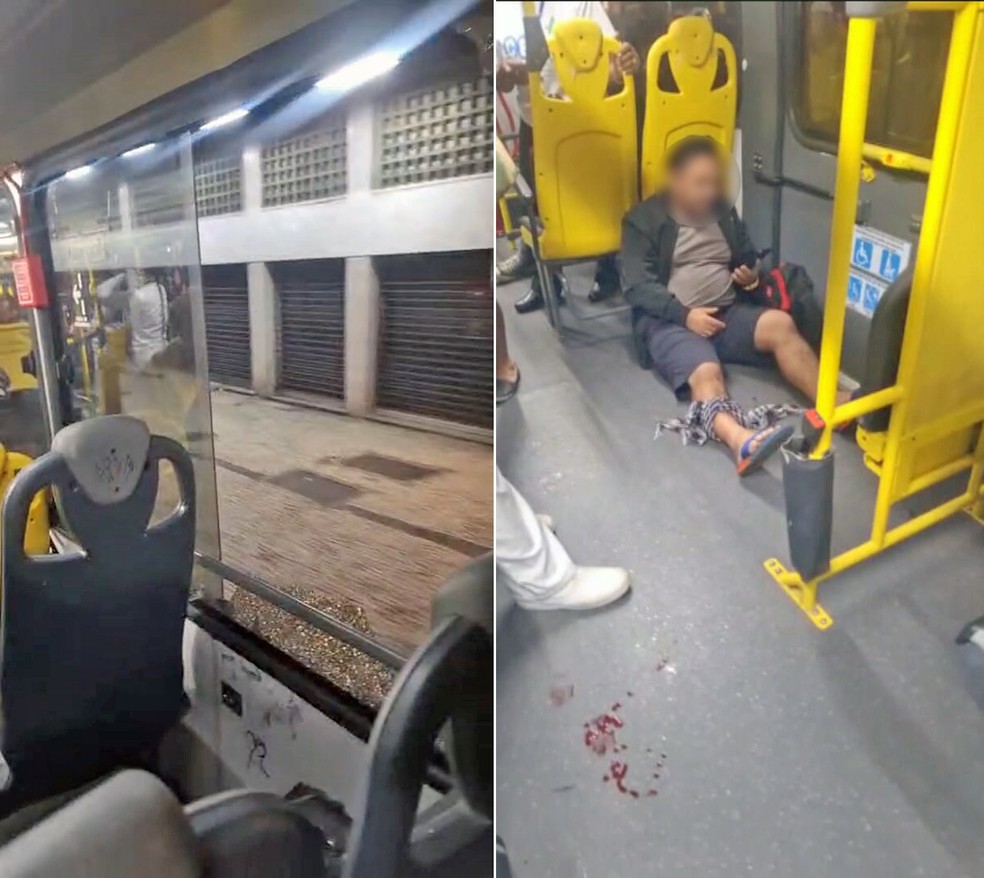 Passageiro do 410 foi atingido na perna direita por uma bala perdida — Foto: Reprodução