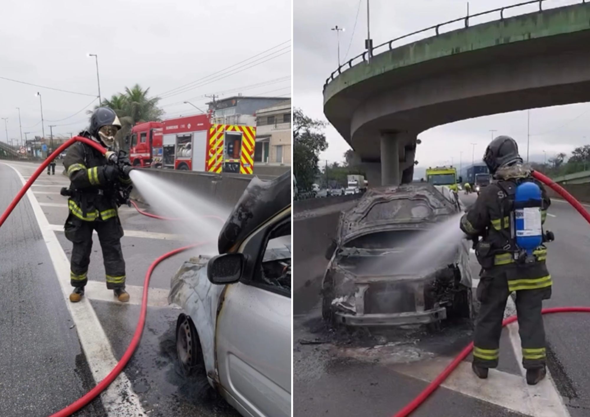 Carro pega fogo após pane elétrica na rodovia Cônego Domênico Rangoni, SP