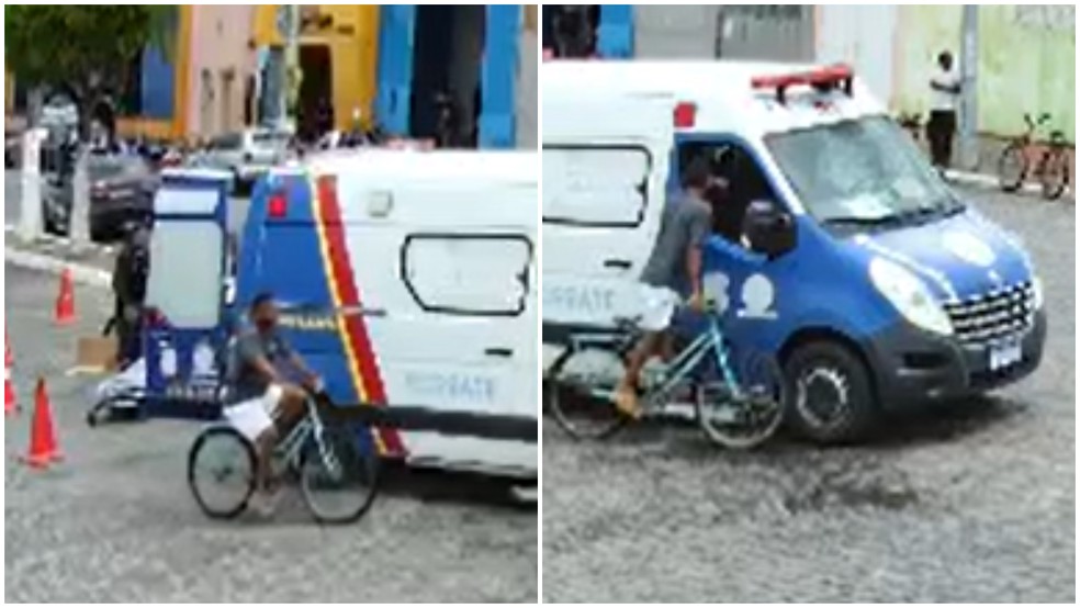 Homem roubo celular usado por serviço de resgate enquanto equipe prestava socorro a ferido — Foto: Reprodução