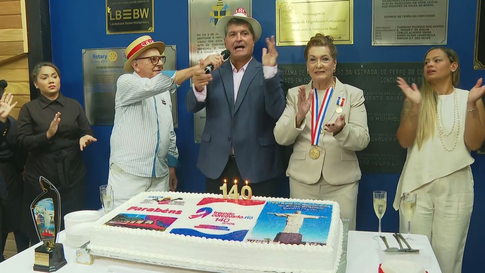 Aniversário do Trem do Corcovado é celebrado com festa. — Foto: Reprodução/ TV Globo