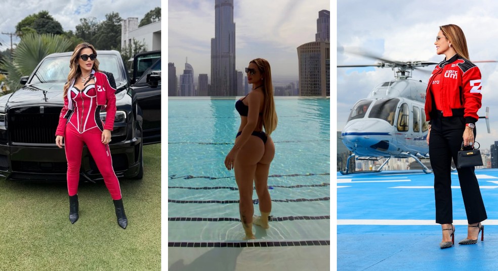 Carros caríssimos, viagens a Dubai e de passeios de helicóptero: a rotina de luxo de Deolane Bezerra nas redes sociais. — Foto: Reprodução/Redes Sociais