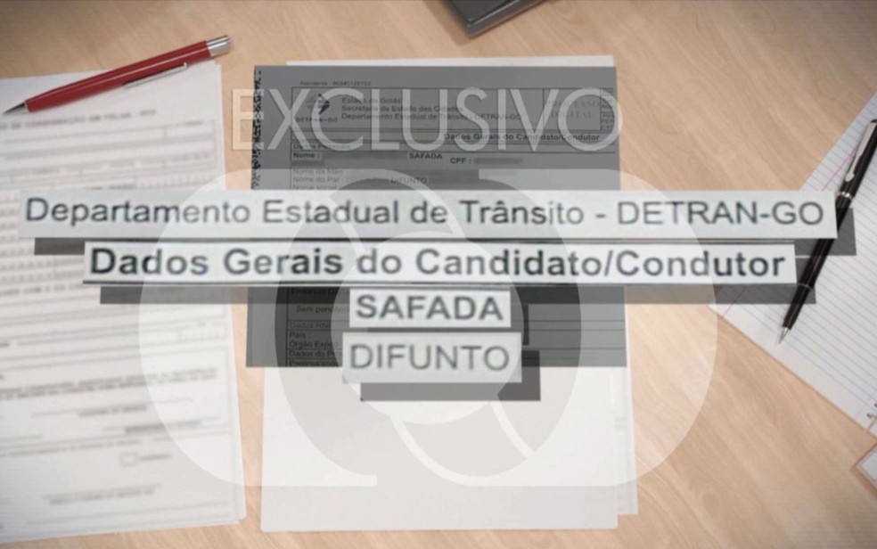 Sobrenomes de motoristas são adulterados com xingamentos e ofensas no sistema do Detran Goiás — Foto: Reprodução/TV Anhanguera