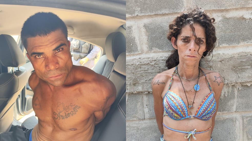 Valmir Santana Ribeiro e Adriana de Souza Santos, presos pelo assassinato de Cacilda Vetoraci Duarte e Luiz Geraldo Duarte Ignez, sogros do prefeito de Cachoeiro de Itapemirim, no ES. — Foto: Polícia Civil do ES/Divulgação