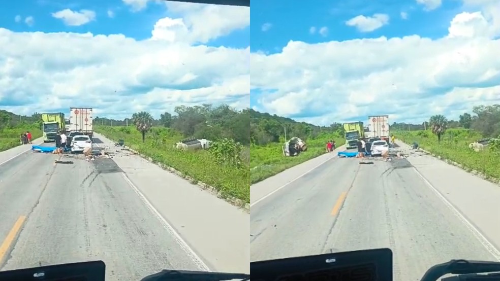 Acidente com quatro veículos deixa 10 feridos no interior do Ceará. — Foto: Reprodução