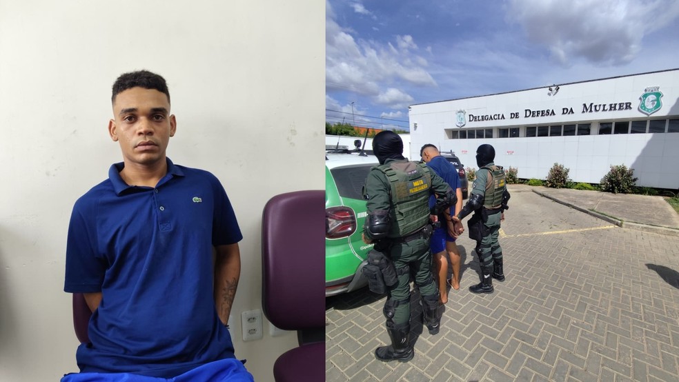 Diego Silva Santos preso por tentar matar companheira, Rafaele Queiroz, ateando fogo nela; vítima teve 80% do corpo queimado — Foto: Reprodução