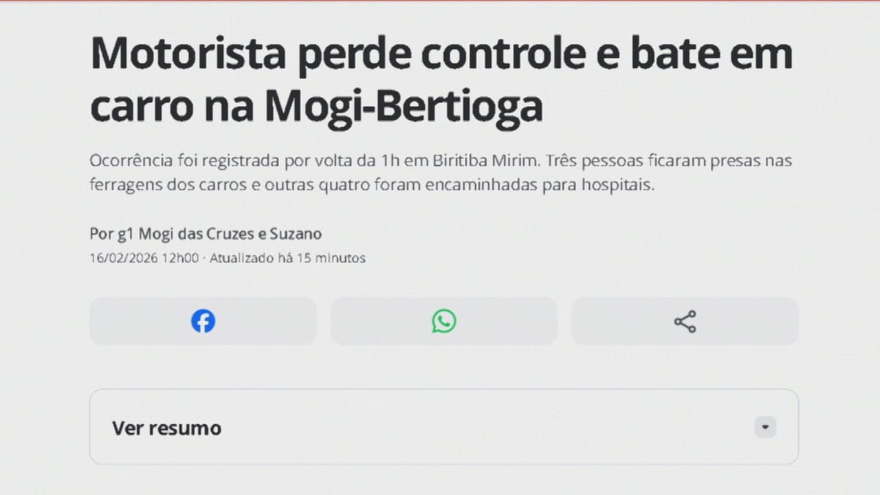 Mogi-Bertioga registra acidente envolvendo duas motocicletas; trânsito flui normalmente no local