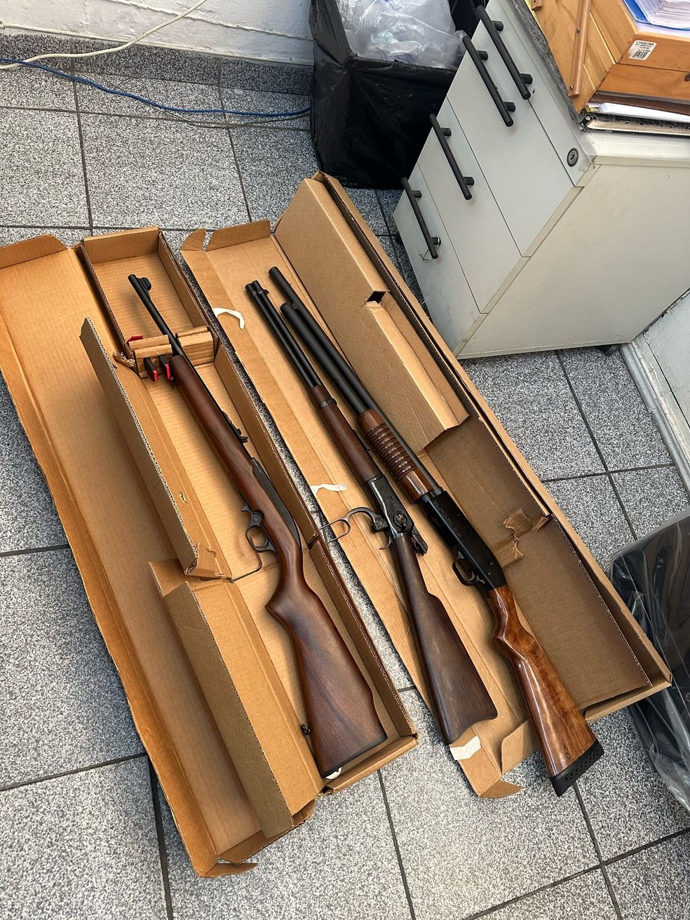 Armas apreendidas na operação sobre a falsa tentativa de homicídio contra Aprígio — Foto: Reprodução