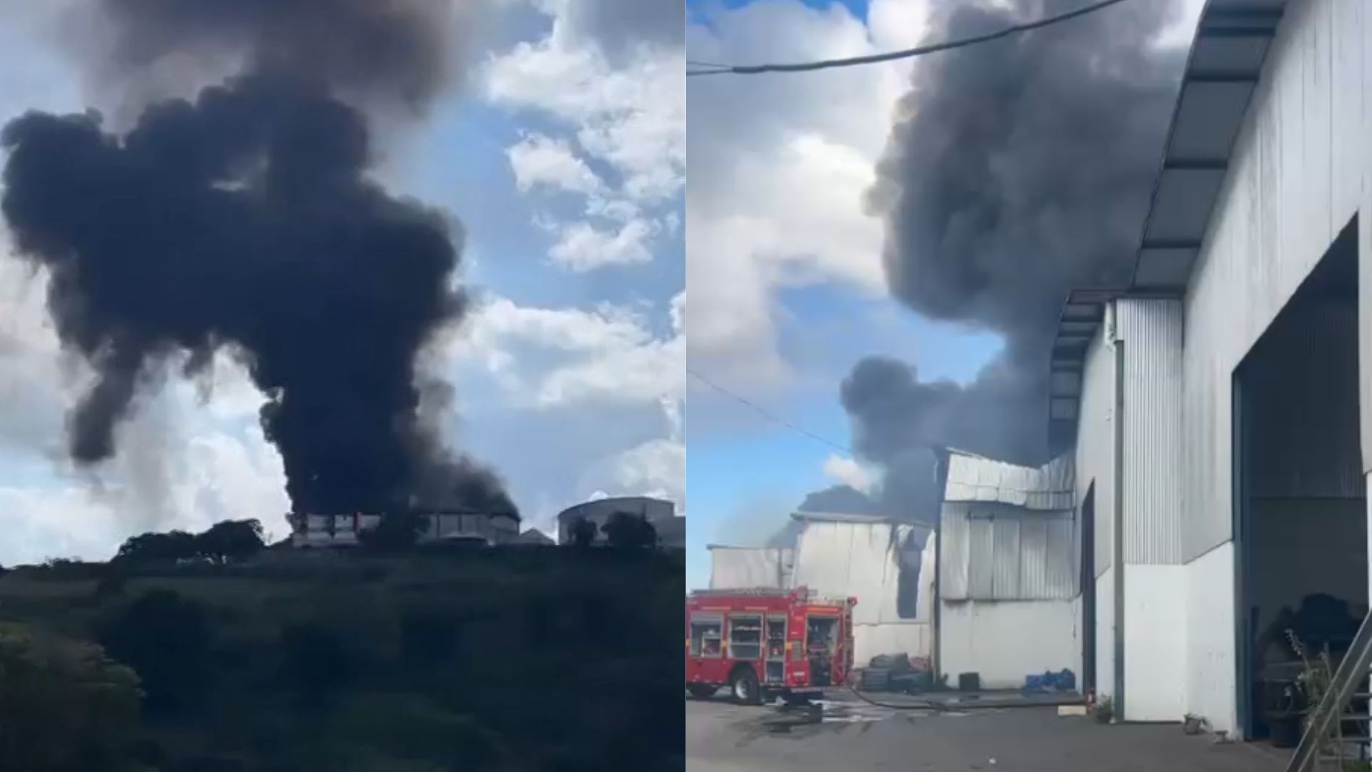 Incêndio atinge cinco galpões na Grande BH; VÍDEO