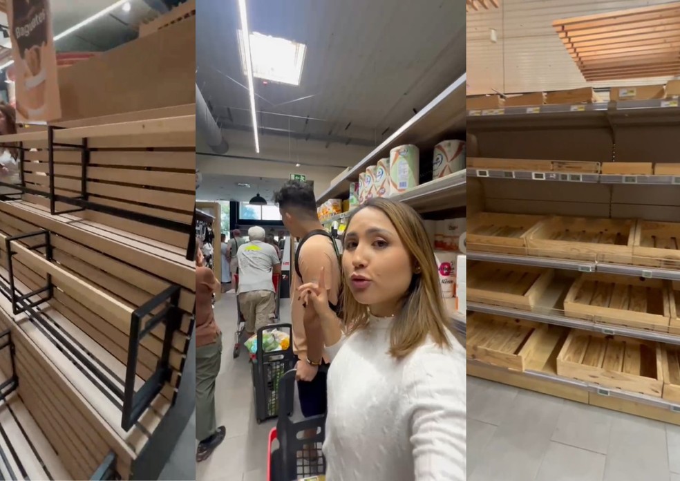 Jornalista mostra falta de alimentos em Portugal — Foto: Redes Sociais / Reprodução