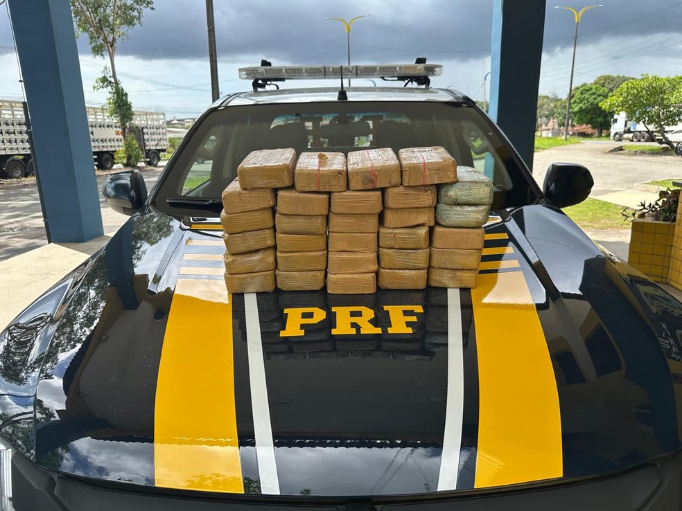 PRF apreende 29 tabletes de cloridrato de cocaína escondidos em carga de soja, na BR-135, em São Luís — Foto: Divulgação/PRF-MA