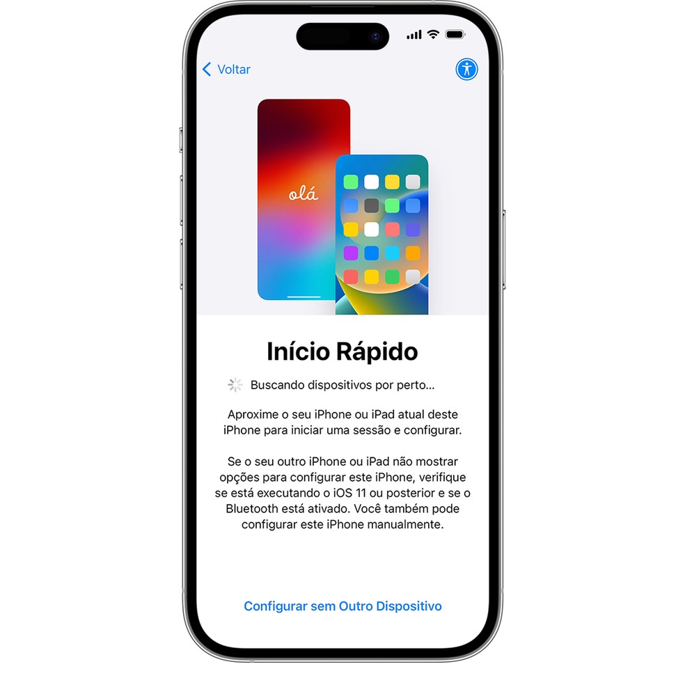 Tela de Início Rápido do iPhone — Foto: Reprodução