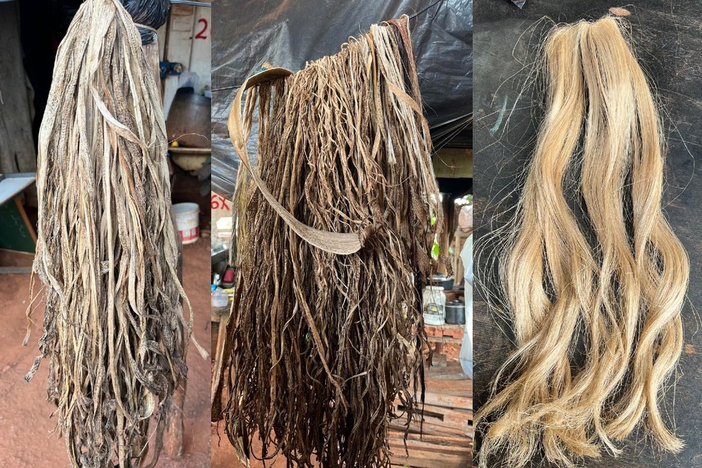 Fibra de bananeira até o aplique de cabelo.  Foto: Débora Ricalde/g1