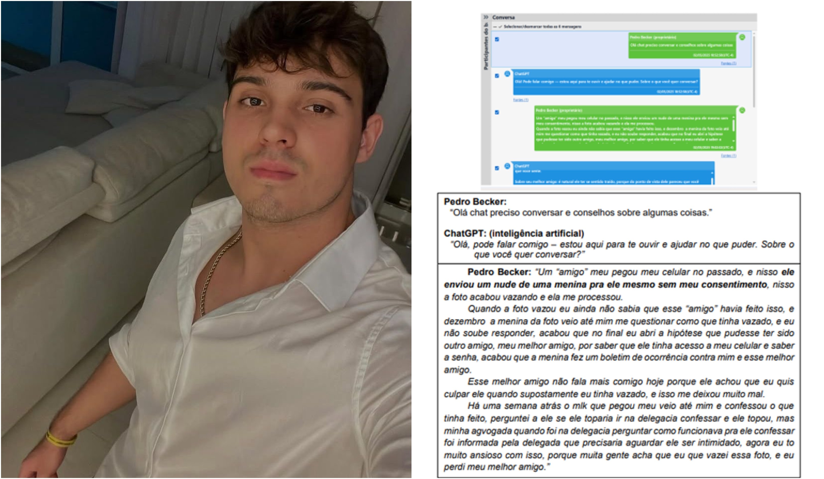 Investigado por divulgar fotos íntimas de mulheres no WhatsApp confessou crime pelo ChatGPT: 'preciso conversar'