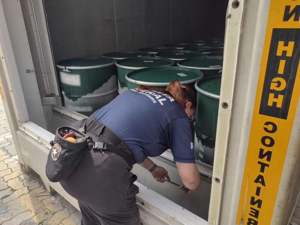 Em março de 2024, a Receita Federal descobriu 46 kg de cocaína que seriam enviados para a Austrália por meio do Porto de Santos — Foto: Receita Federal/Divulgação