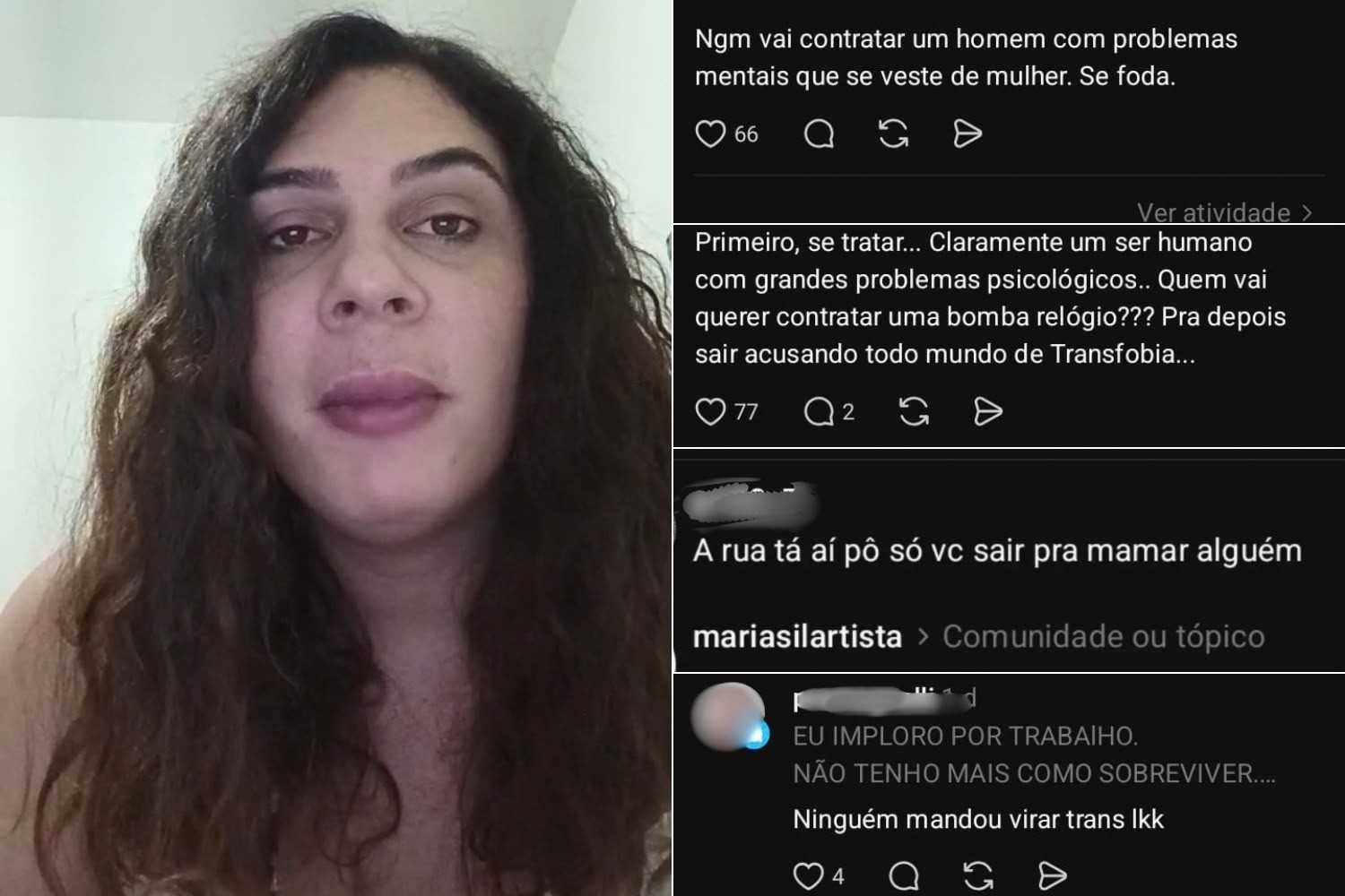 Mulher trans sofre onda de ataques após pedir emprego na internet: 'Me ridicularizaram'; VÍDEO