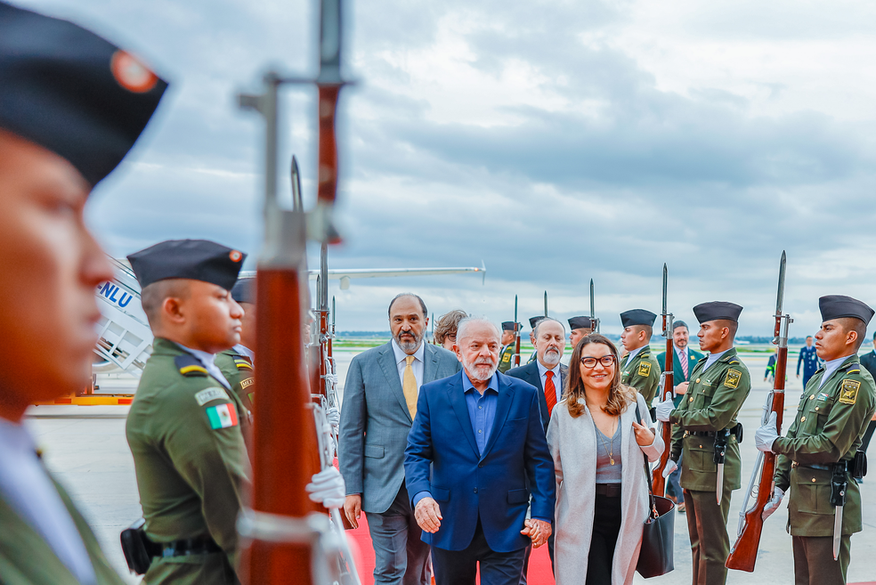 Presidente Lula e primeira-dama Janja chegam ao México. — Foto: Ricardo Stuckert/Presidência da República