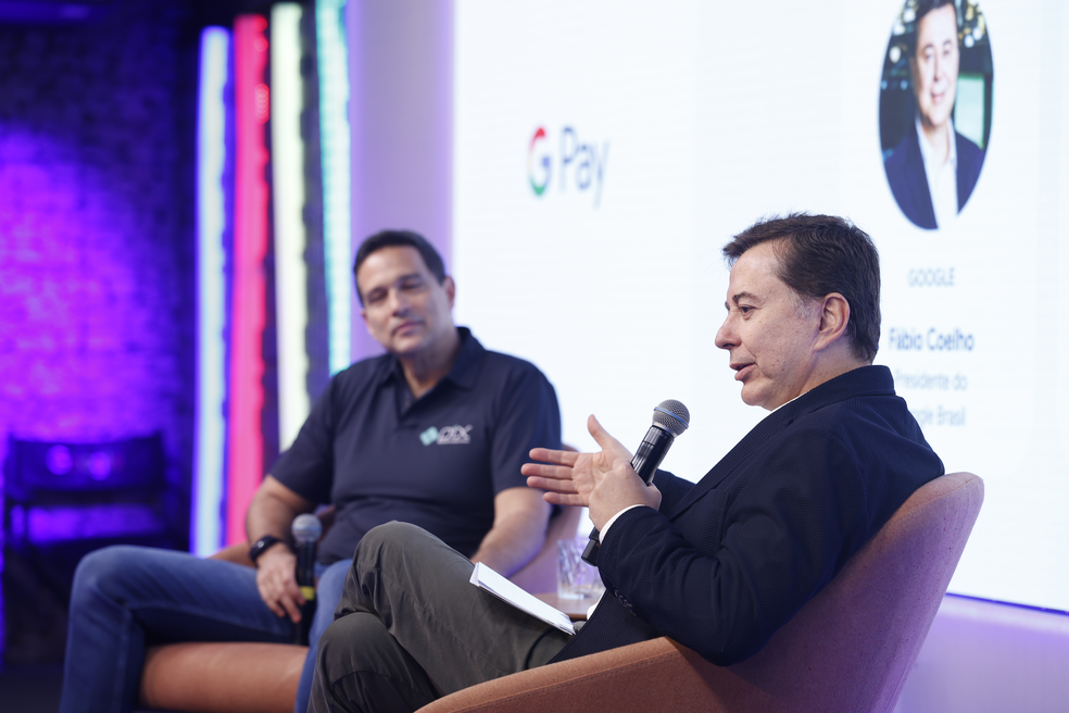 F&aacute;bio Coelho, presidente do Google Brasil, fala com Roberto Campos Neto, presidente do Banco Central &mdash; Foto: Divulga&ccedil;&atilde;o/Google